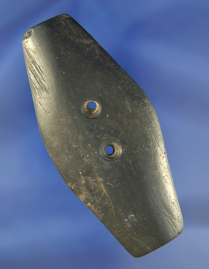 Well styled and nicely polished 3 13/16" Expanded Center Gorget found in the 1930s in Stark Co., Ohi