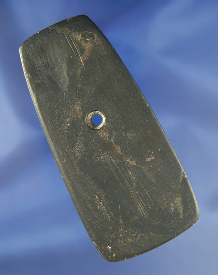 4 1/2" nicely patinated slate Pendant found in Mercer Co., Ohio pictured in Who's Who #9, page 341.