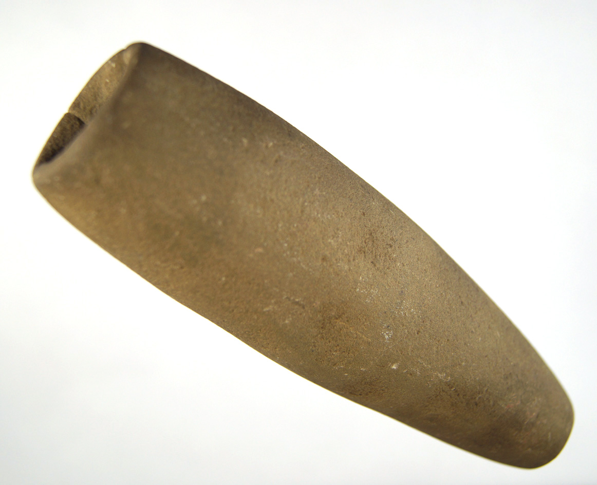 Large and impressive 5 11/16" Sandstone Tube Pipe. Some engraved lines near bowl.  Decatur Co., IN.