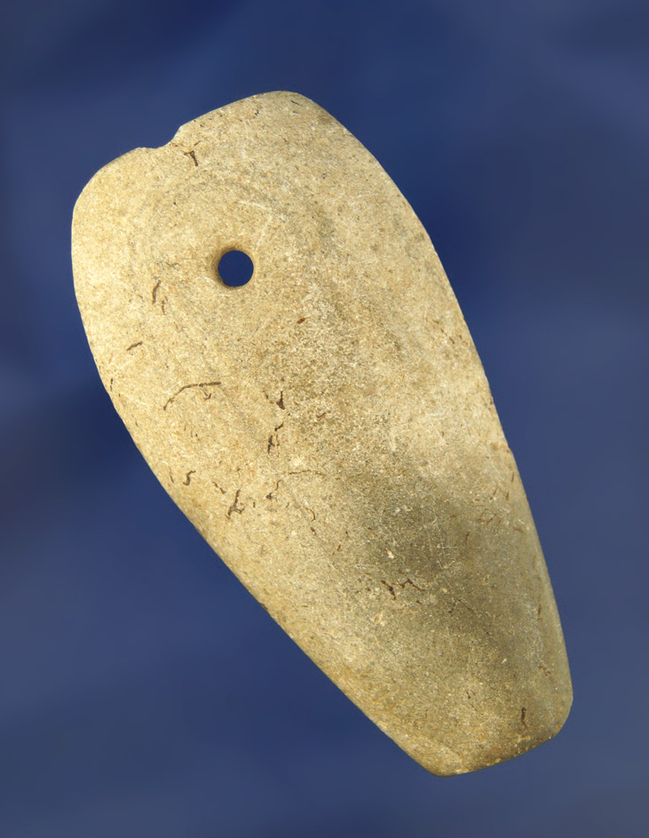 3 1/16" Gorget which was anciently salvaged into a Pendant found in southern Ohio.