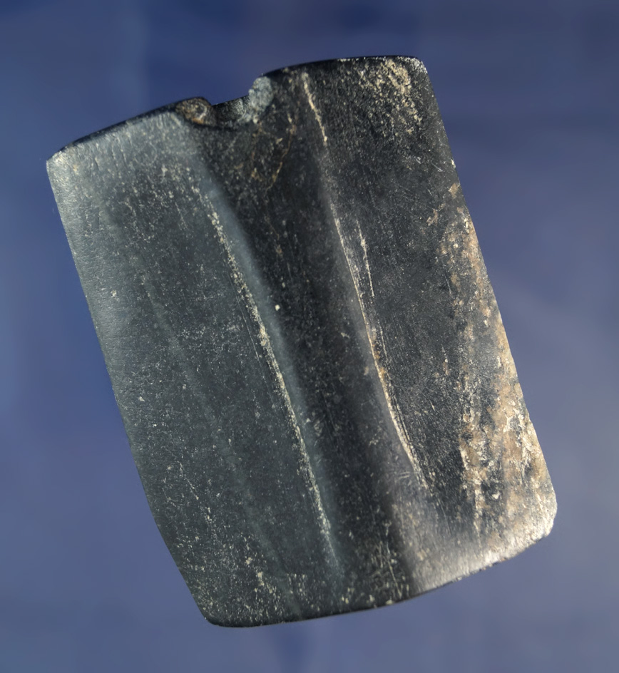 3 1/16" heavily patinated rare style Ridged Bannerstone found in Western Elmore Co., Alabama