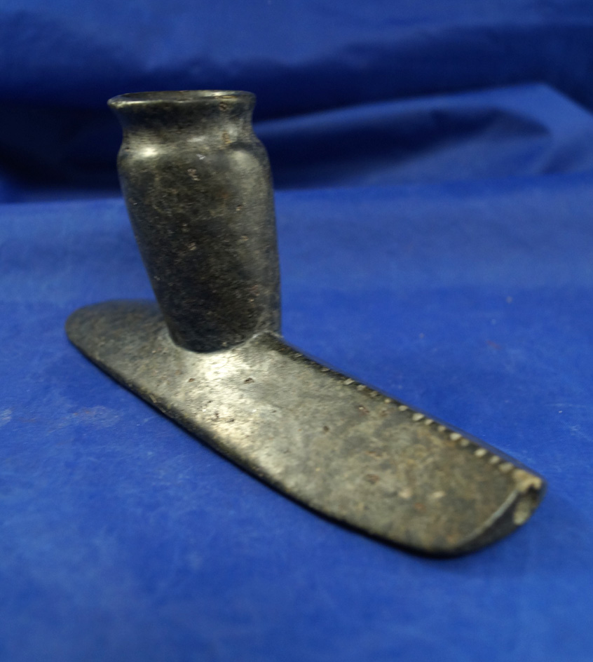 5 5/8" Steatite Obtuse Angle Platform Pipe of unknown age or cultural affiliation.