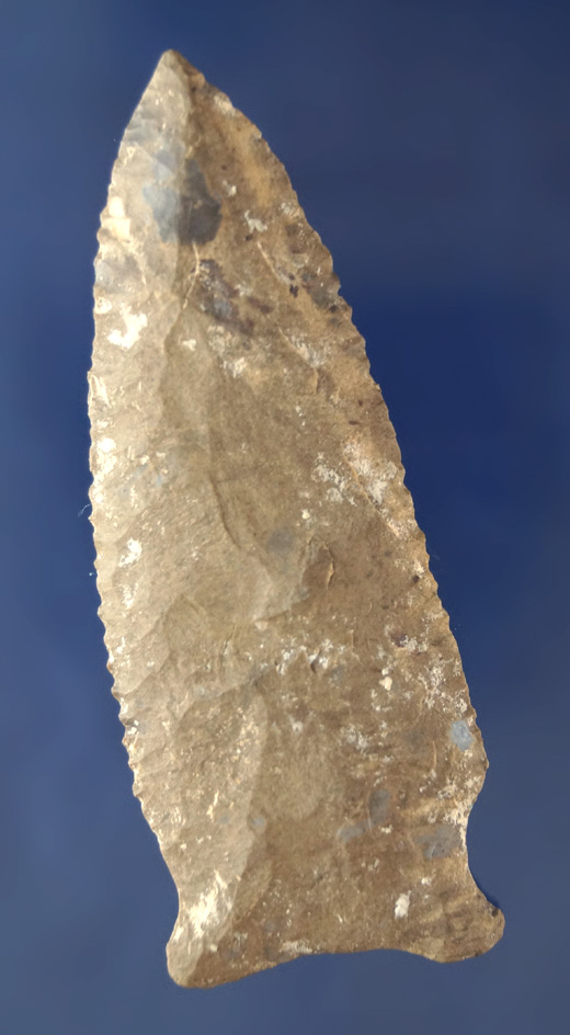 Heavily patinated 3 1/8" Greenbrier made from Fort Payne chert found in Kentucky.