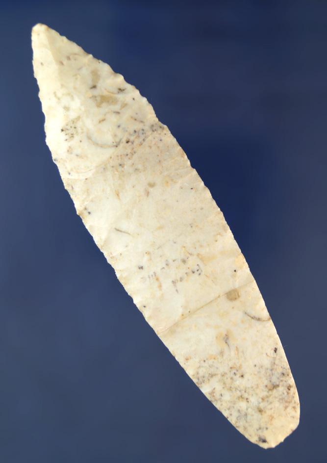 4 3/4" Agate Basin with a nicely restored break at the mid section found in Missouri.