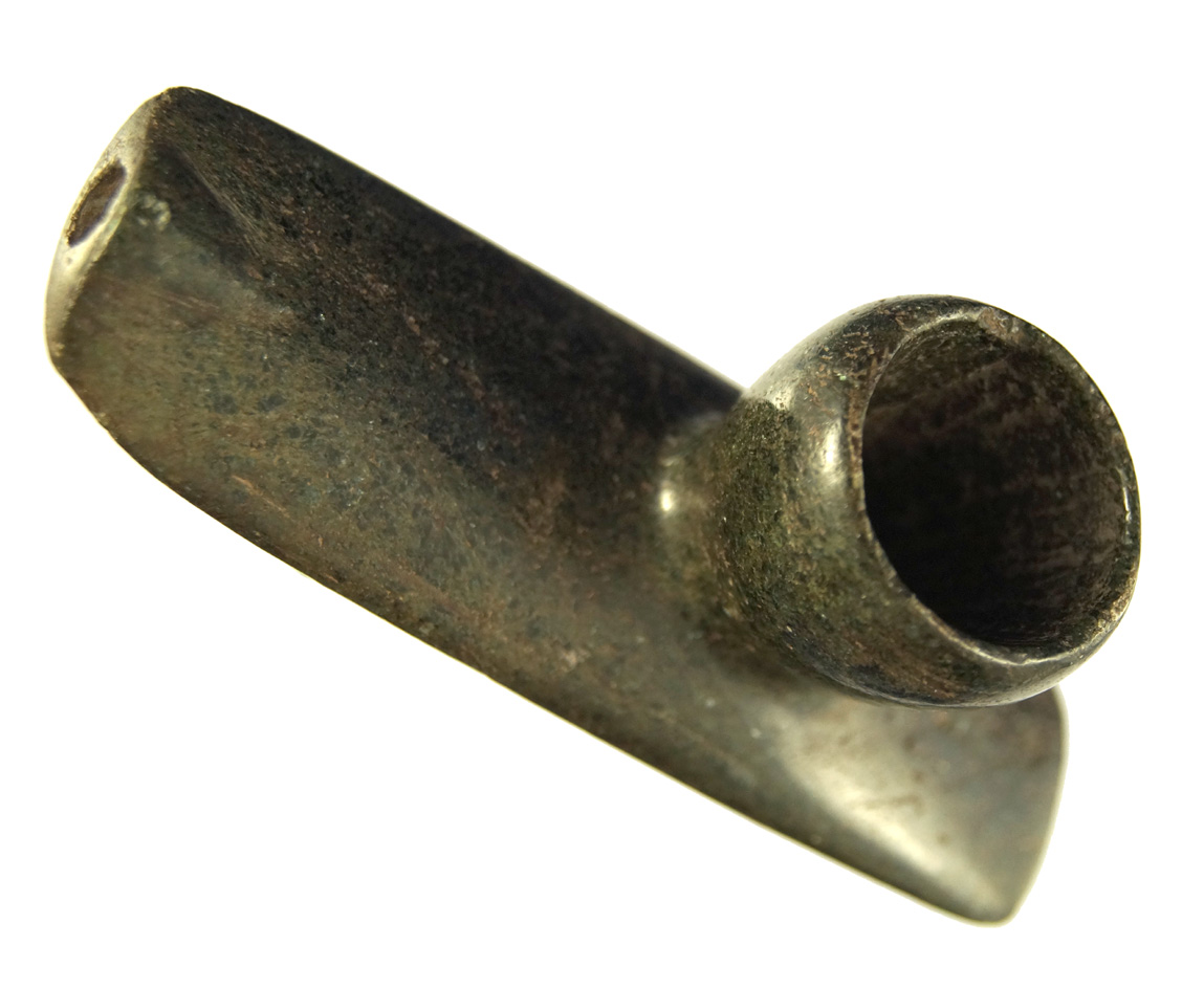 3 1/8" well styled and nicely made Steatite Pipe found in Scioto Co., Ohio. Ex. Rick Hatton