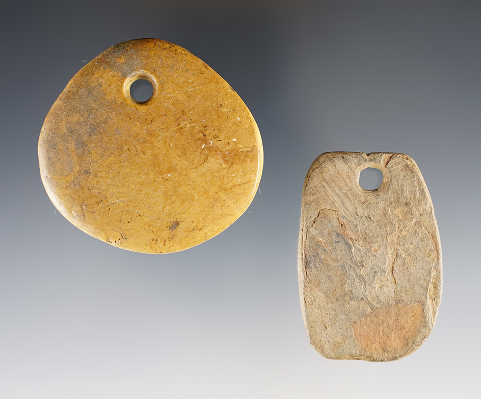 Pair of drilled stone pendants found in Calusa Co., California. 