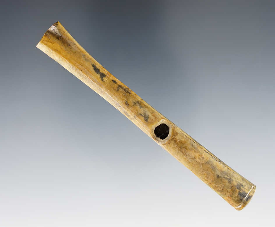 Heavily patinated 3 13/16" Bone Flute found in Colusa Co., California.