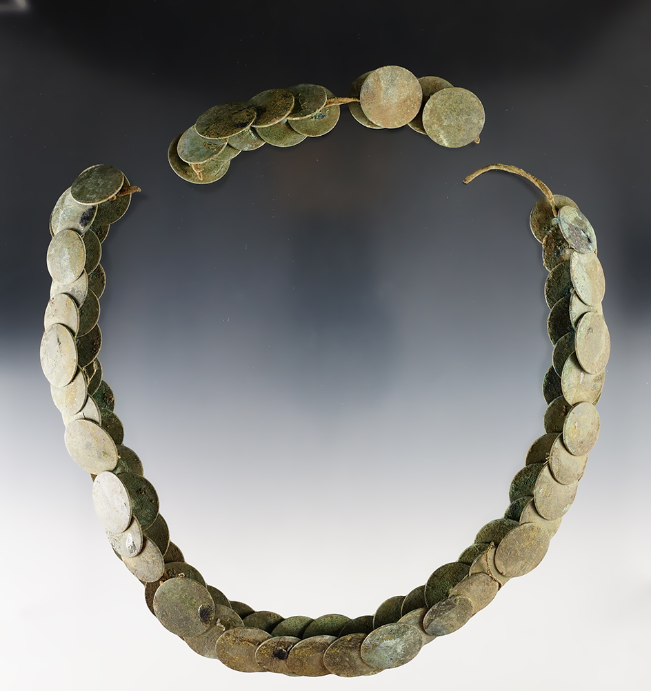 Unique necklace made from Trade Era buttons found in California. Ex. Michael Hough.