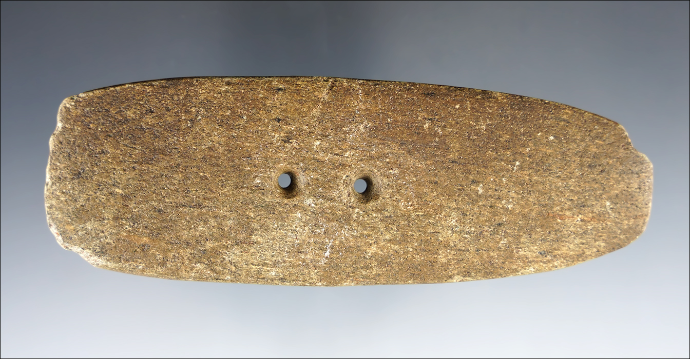 Thin 4 7/8" Rectangular Gorget made from Hardstone. Franklin Co., Ohio. Ex. Diller.