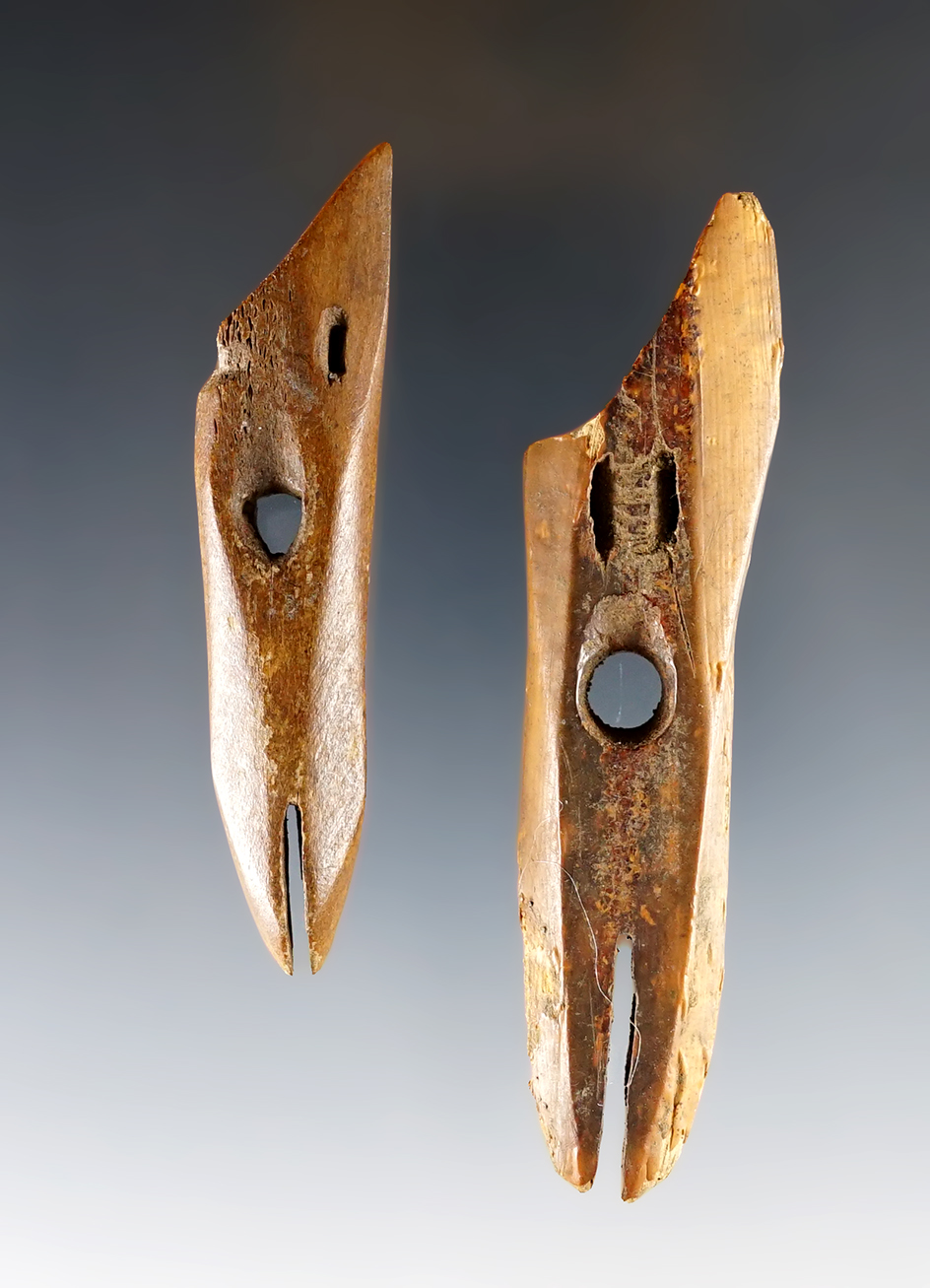 Pair of Bone Harpoon Toggles found in Alaska. The largest is 3 9/16".