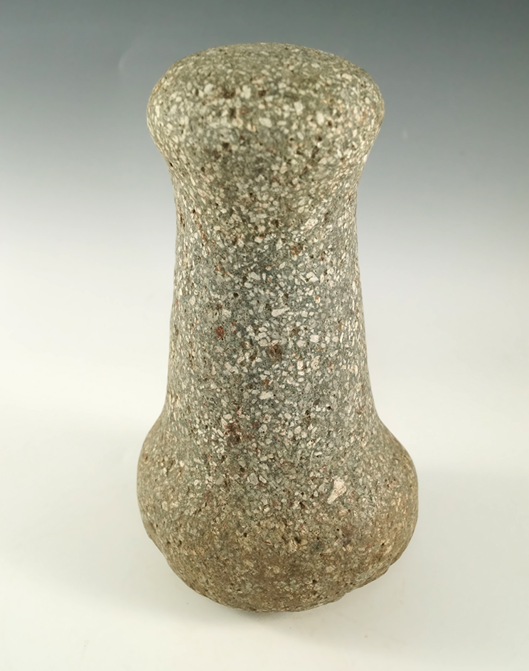 Excellent style, size & condition  7 3/16" Knob Top Bell Pestle  found in Dutch Neck, New Jersey.