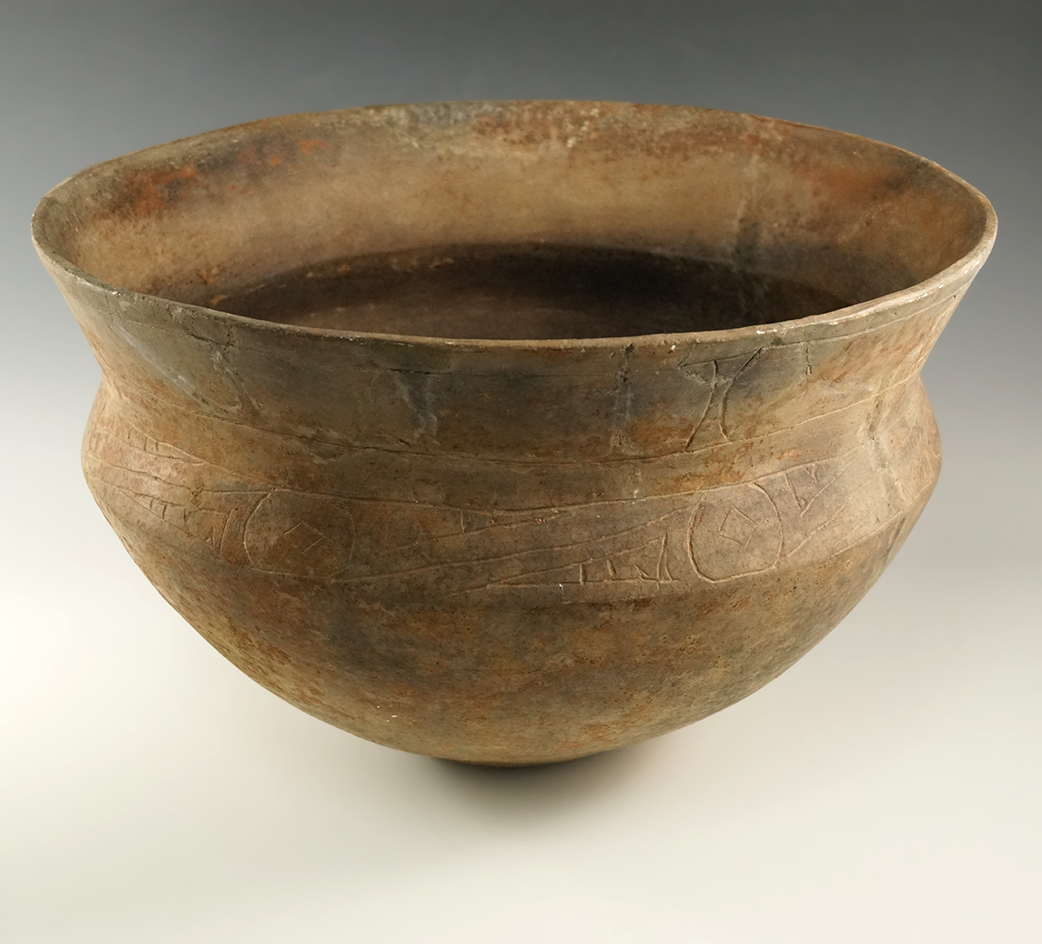 Sale Highlight! Very large 13 3/8" wide by 8" tall Ripley Engraved Spittoon (E. Texas).