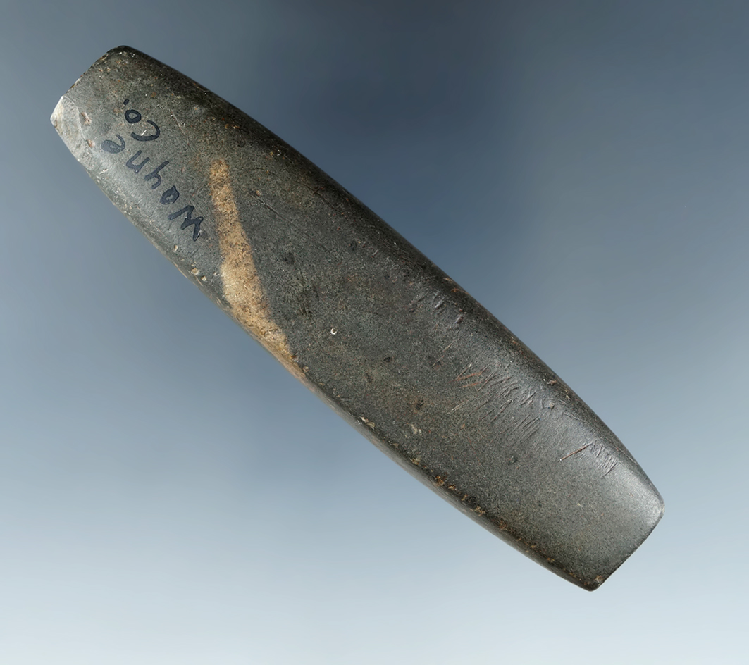 3 1/2" Atlatl Bar Weight made from beautifully patinated slate found in Wayne Co., Ohio.