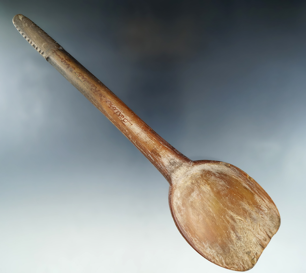 Excellent example! 8 5/8" long circa 1800s rattlesnake handled Horn spoon Barton Co., Kansas.