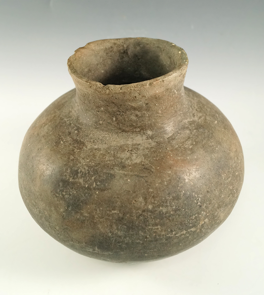 7" wide by 6" tall Mississippian Bottle - Mississippi river bottom, near Joiner, Arkansas.