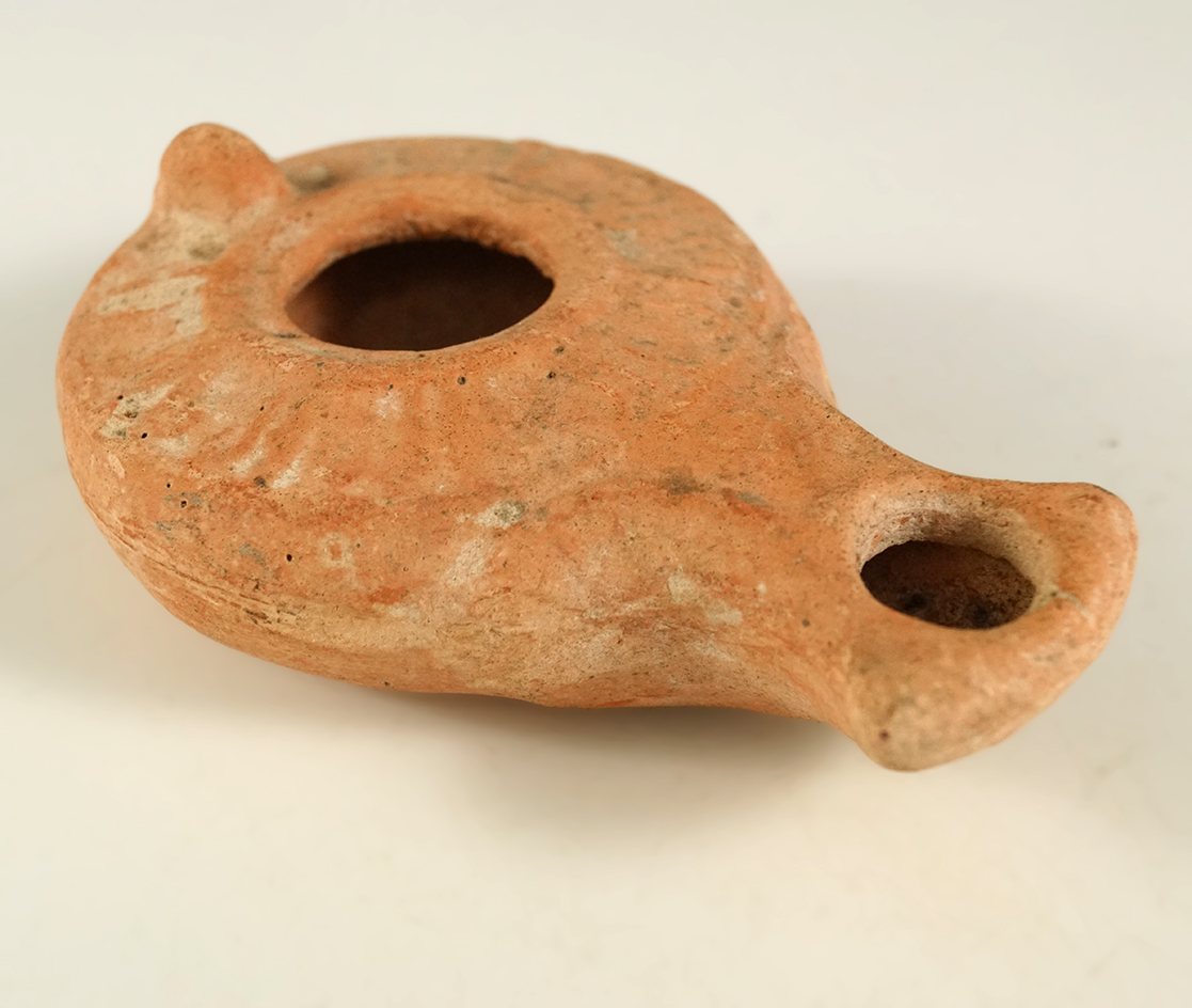 3 5/8" authentic Holylands oil lamp made from clay.