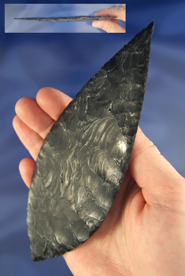 Sale Highlight! Exceptionally thin G-10!  6 1/4" Obsidian Cache Blade - Oregon.  Stermer COA.