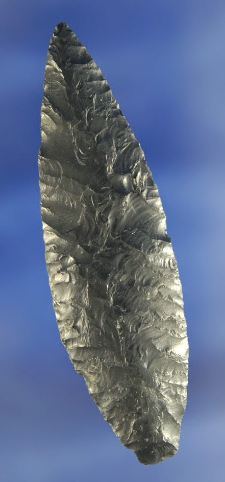 Excellent flaking and style on this 3 1/2" Cascade made from Obsidian. California. Stermer COA