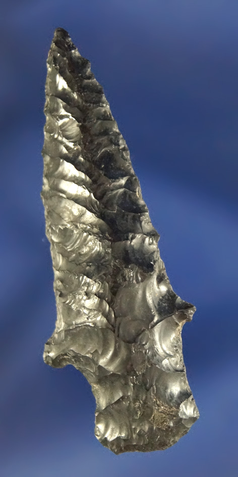 1 7/8" Obsidian Stemmed Dart with very nice patina found in Oregon.