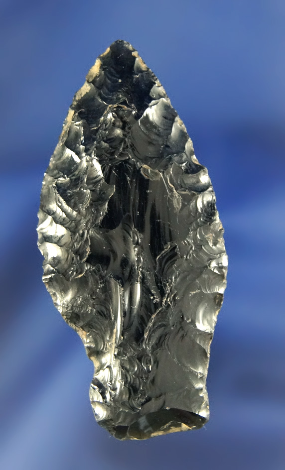 2 5/16" Windust Contracting Stem - nicely ground lower edges made from Obsidian - Oregon.