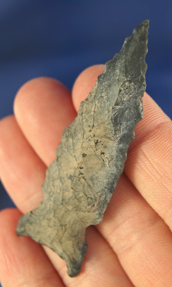 2 3/8" heavily patinated Sidenotch found in Oregon.