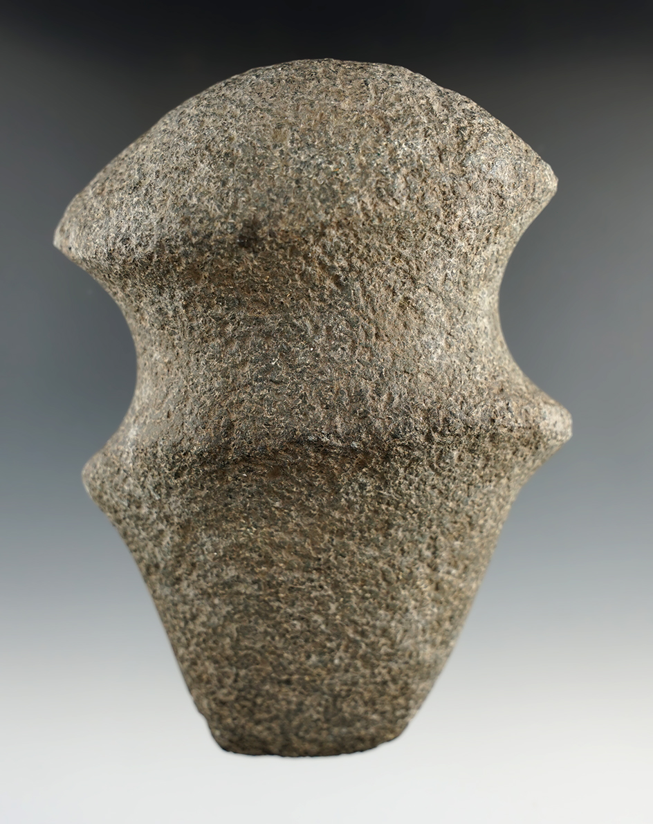 Classic style 5 3/8" Full Grooved Michigan Barbed Axe. Found in Michigan.