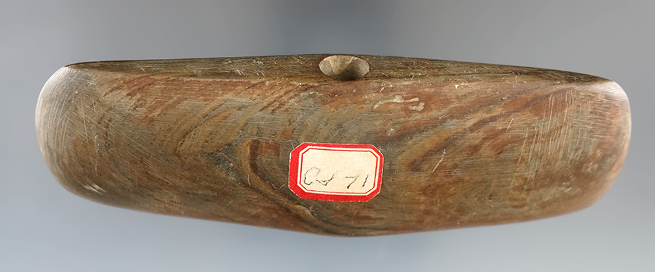 4 7/8" Beautifully polished Banded Slate Double Bit Axe Bannerstone found in Michigan.