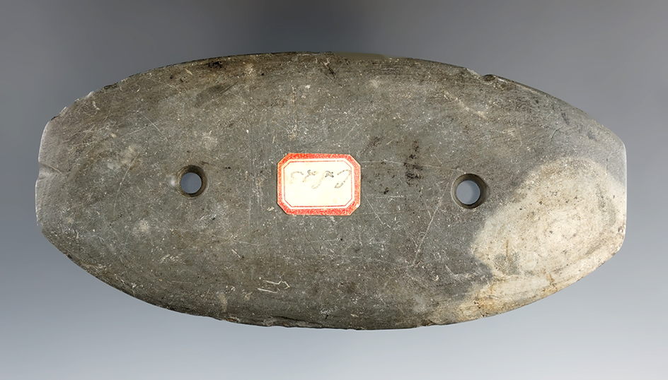 5 3/8" Glacial Slate Gorget found in southern Michigan.