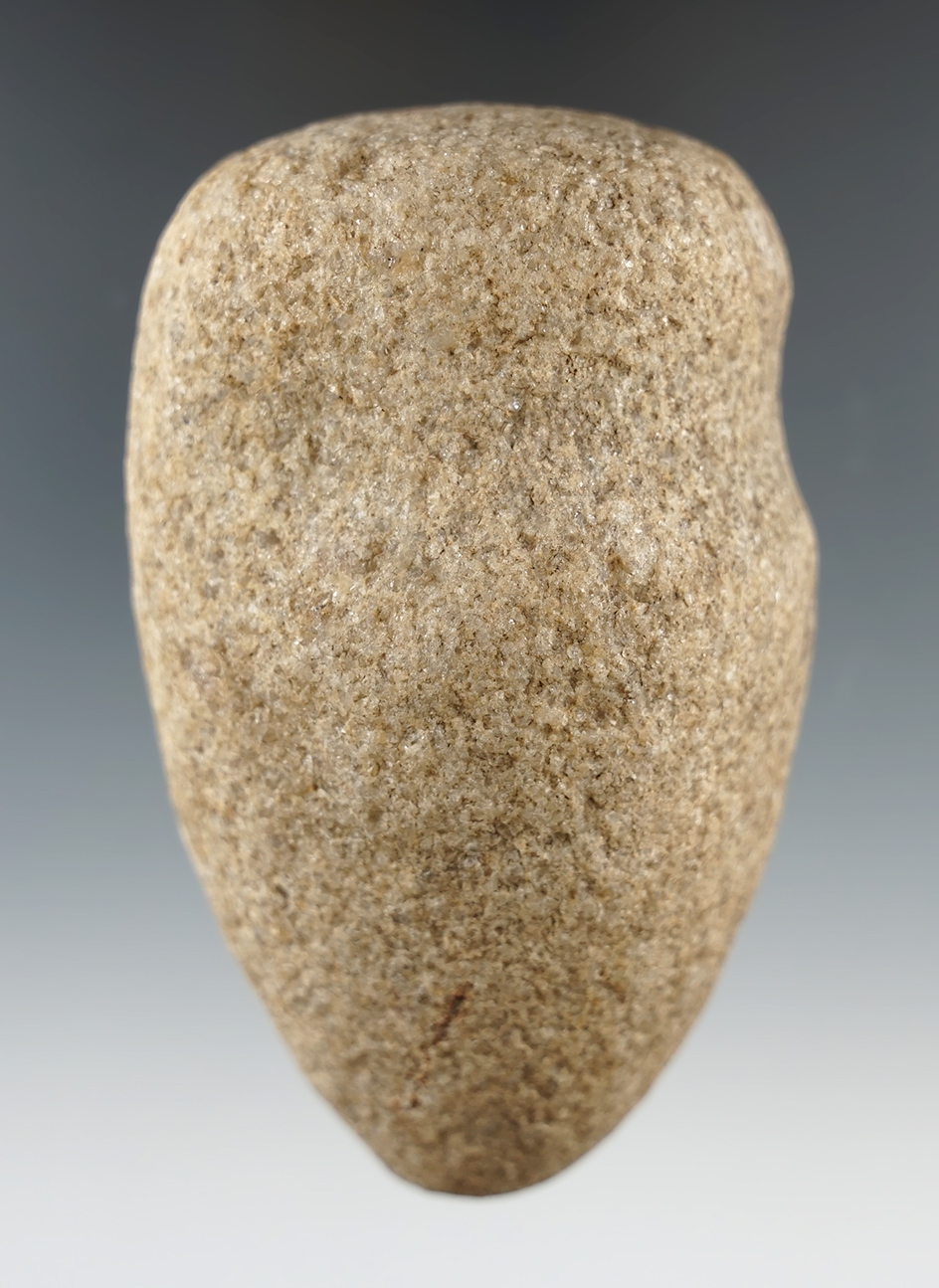 3 3/4" Grooved Quartz Clubhead or first stage Hammerstone found in Delaware Co., Ohio.