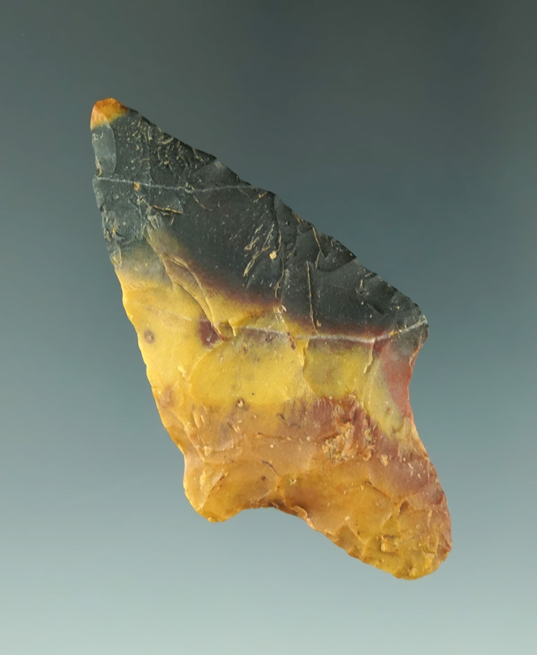 2 9/16" very colorful Gary point found in Arkansas. Deaccessioned by the Museum of Native American h