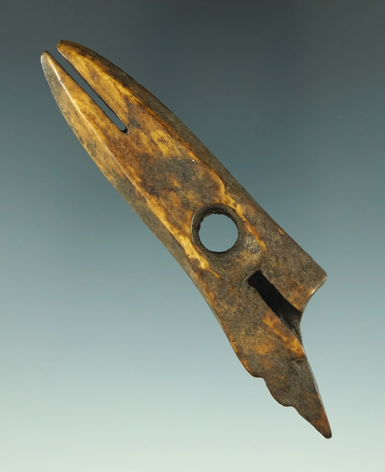 3 3/8" heavily patinated Bone Harpoon Toggle found in Alaska.