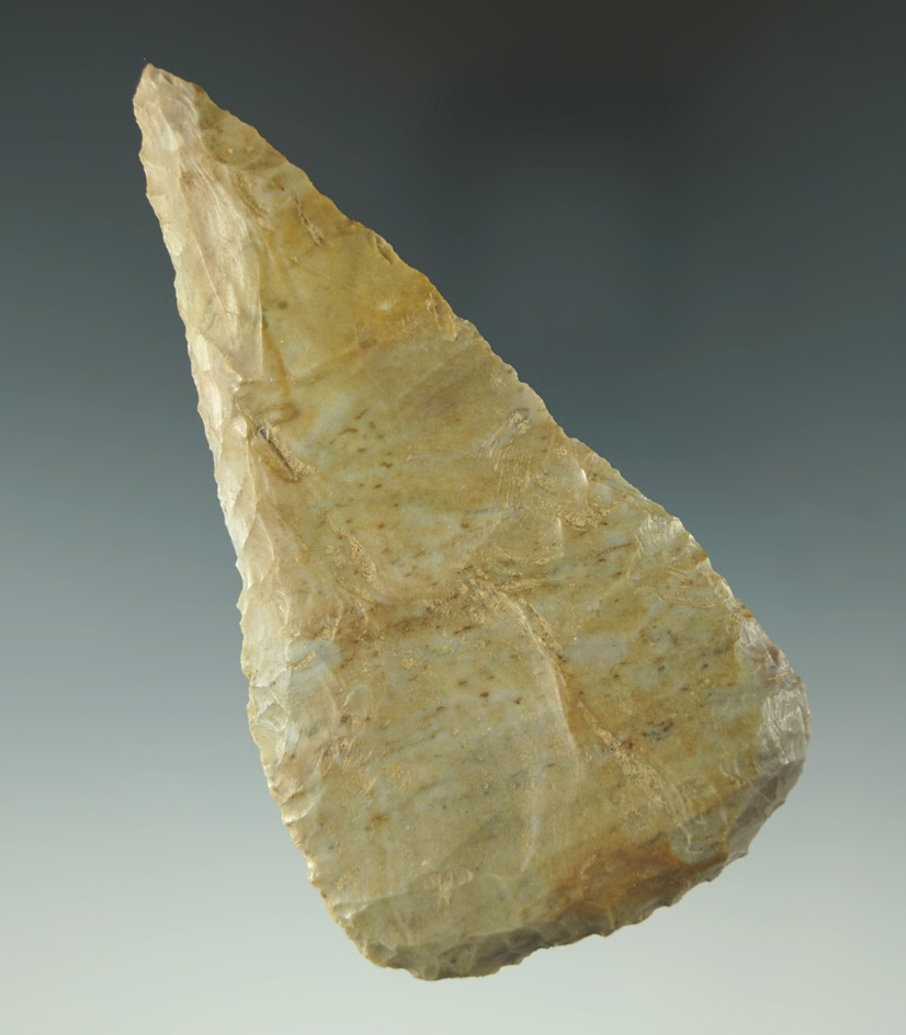 4 1/16" nicely beveled multi-purpose tool with a scraper end found in Kentucky.