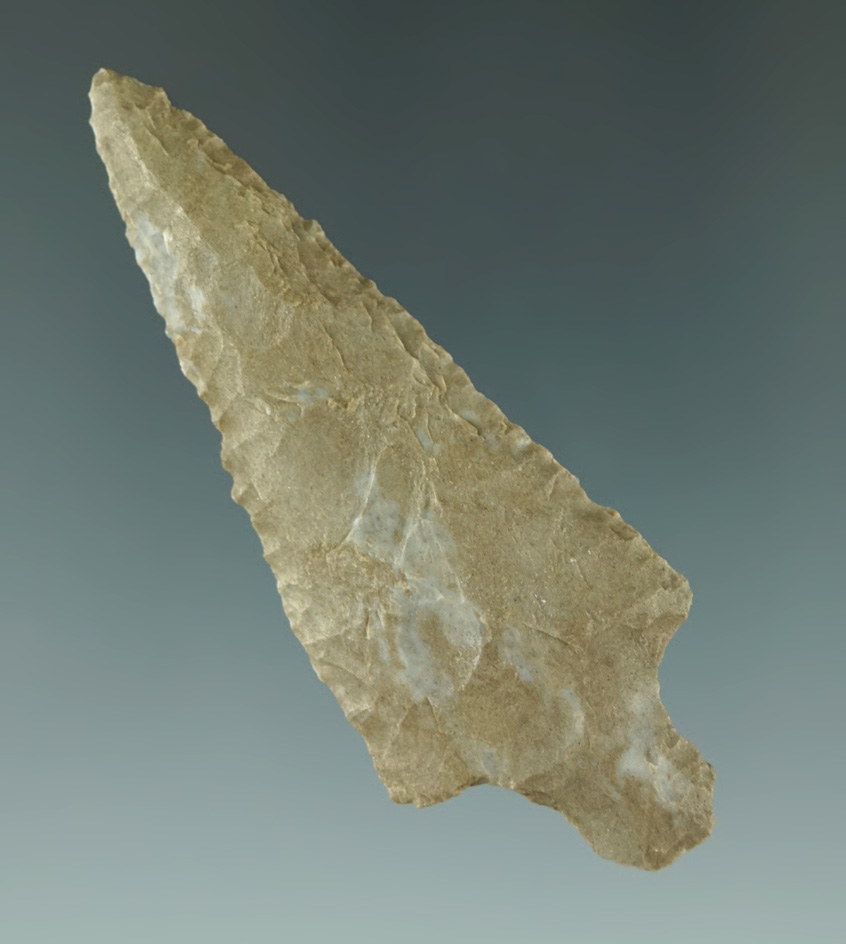 2 11/16" Stemmed Dart Point made from Fort Payne chert found in Tennessee.