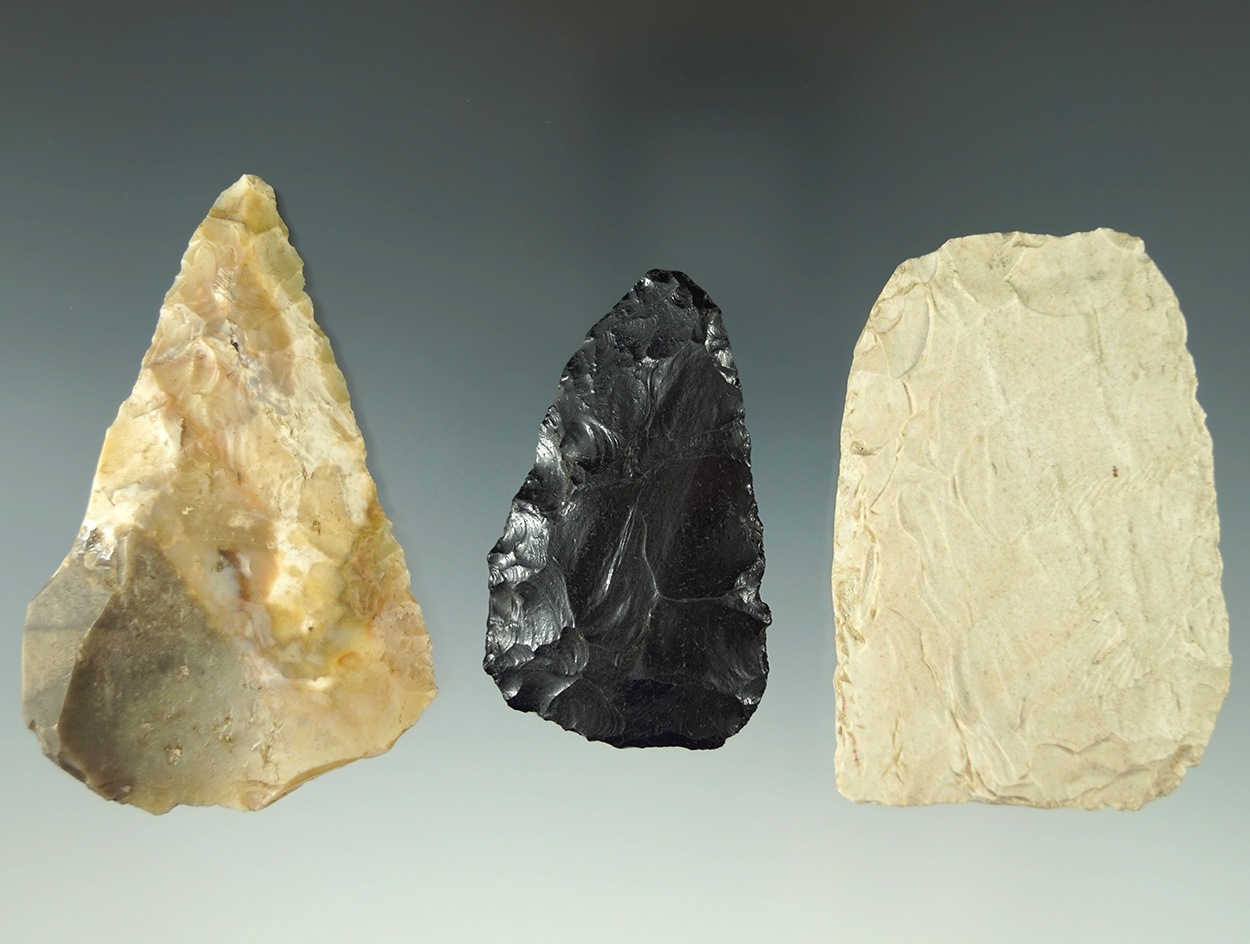 Set of three Flint Blade found in Wyoming, largest is 2 7/8".