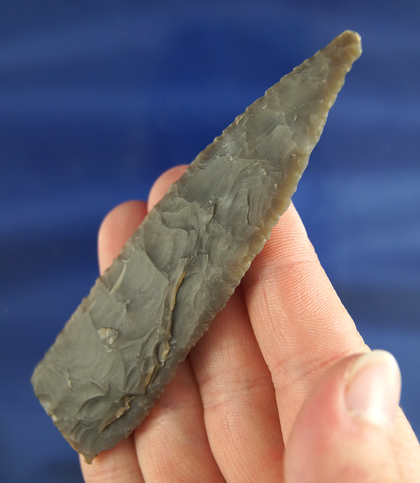 Thin and well flaked 3 5/8" Triangular Knife found in Texas.
