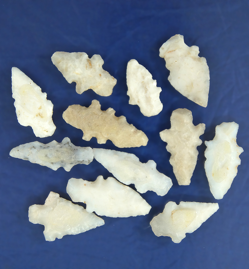 Group of 12 Duran points found in New Mexico. Largest is 1 3/8".