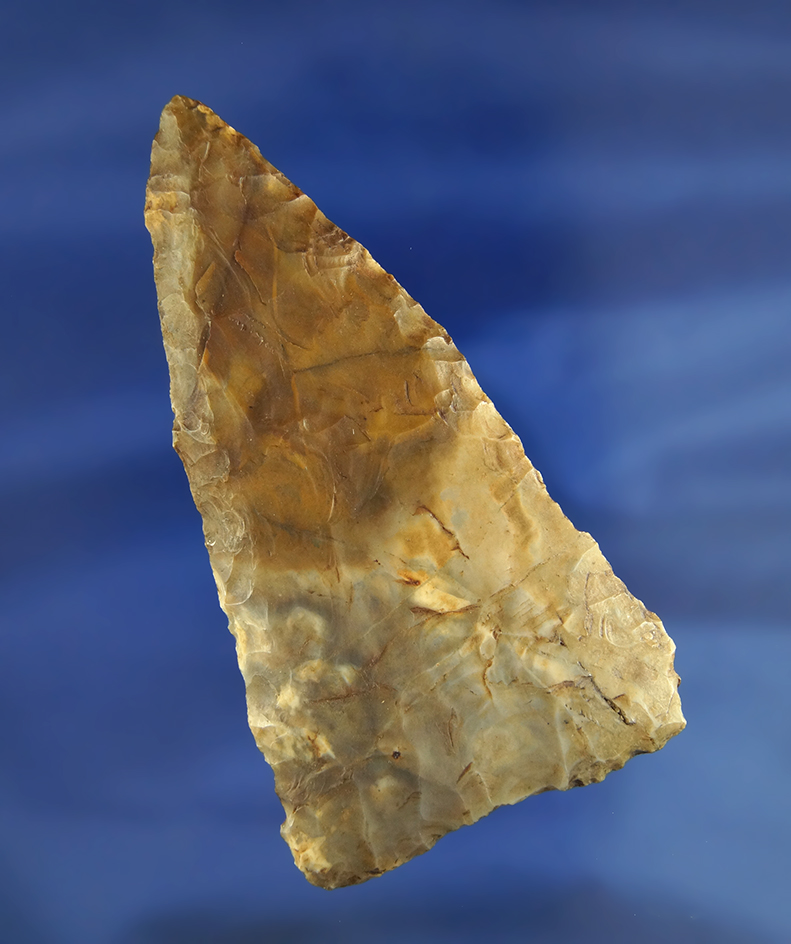 Large, nearly 1st stage 3 11/16" Plateau pentagonal Knife found the Columbia River, Washington.