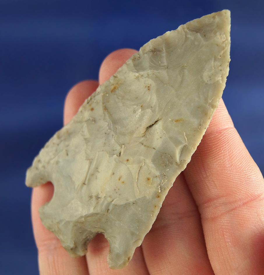 2 13/16" nicely styled and well flaked Basal Notch Knife found in Texas.