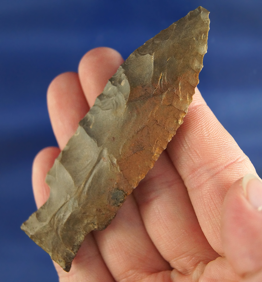 3 1/8" well styled Bakers Creek made from well patinated Dover Flint found in Tennessee