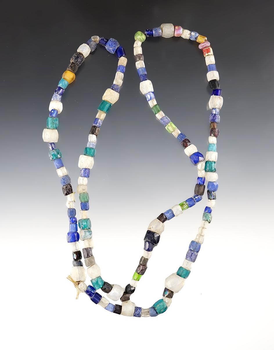 Beautiful colors! 32" Strand of Russian Faceted Beads with various colors and size, circa 1800's. 