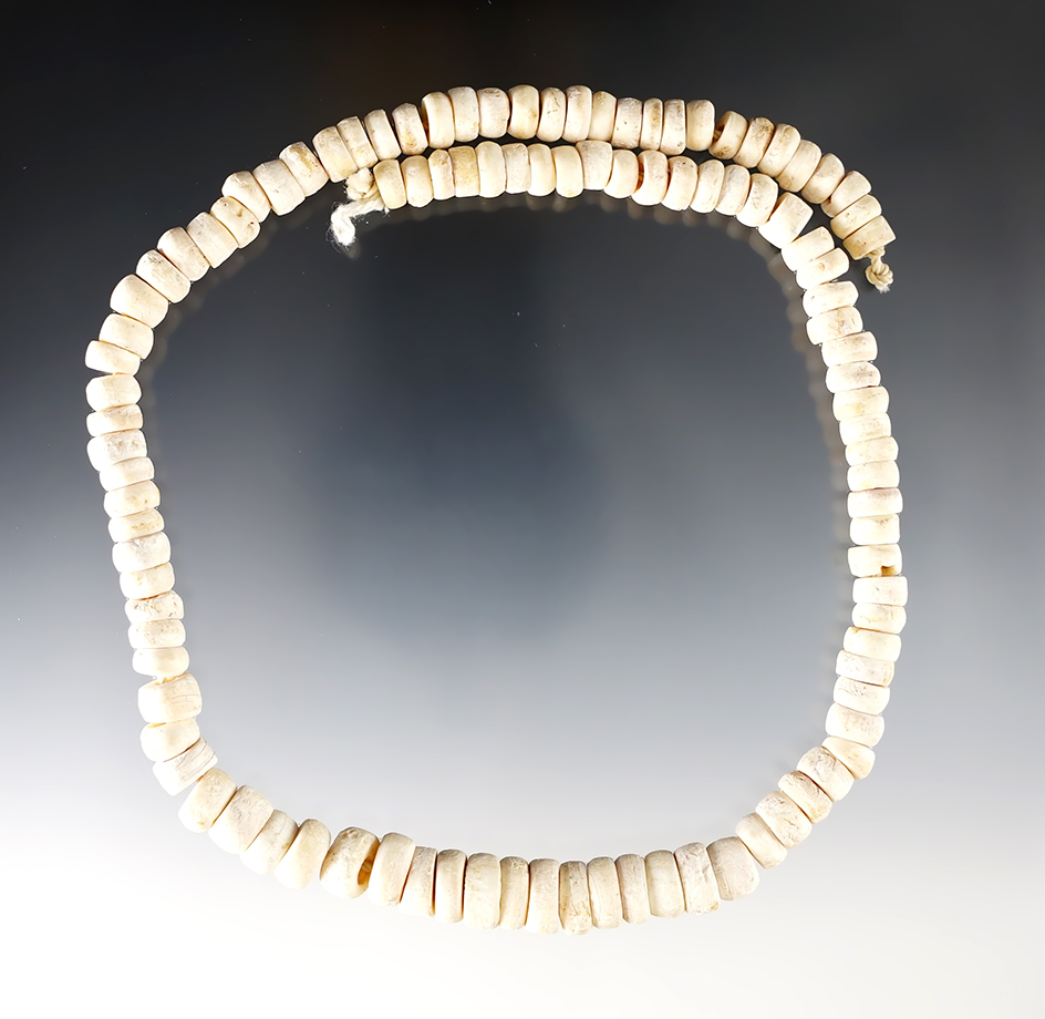 18 1/2" strand of drilled Shell Beads. Found in Illinois. 