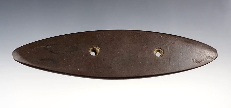 6 7/8" Glacial Kame Bi-pointed Gorget made of beautiful Slate. Found in Fayette Co., Ohio.