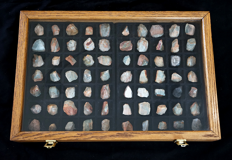 PICK UP ONLY! Set of 70 colorful Flint Ridge Cores found in Ohio. 