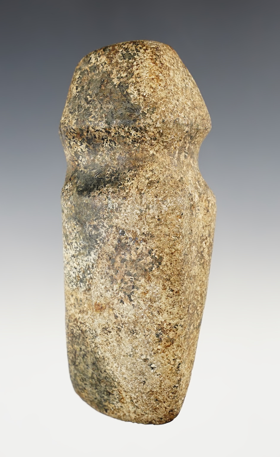 4 9/16" long 3/4 Groove Axe made from Hardstone. Found in Astoria, Fulton Co., Illinois.