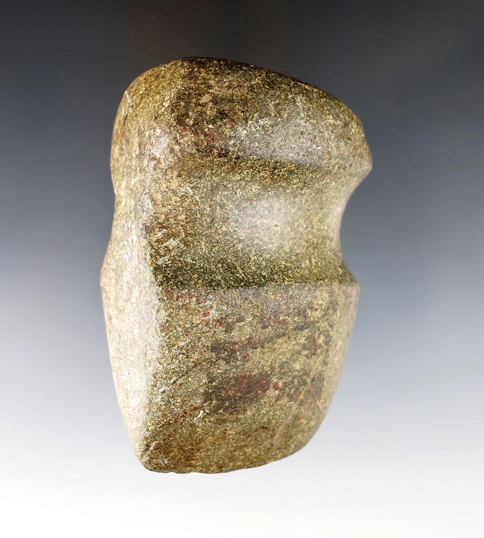 4" long 3/4 Groove Raised Ridge Axe that is fluted on both sides. Found in Missouri. 