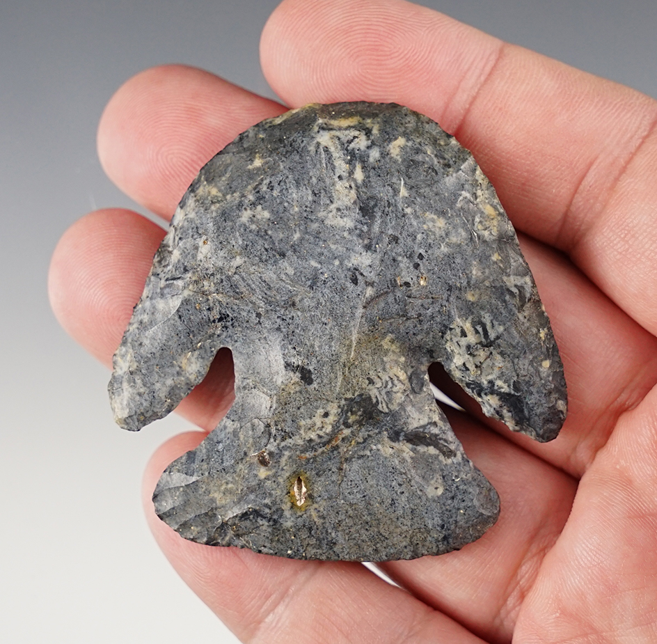 2 3/16" Thebes Hafted Scraper found in Ohio and made from Coshocton Flint. Bennett COA. 