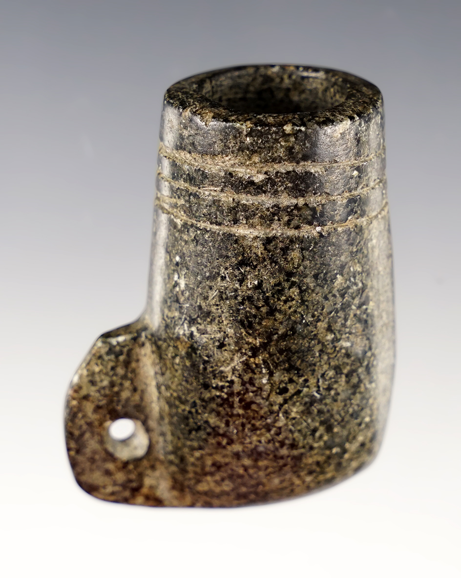 2 1/4" x 1 5/8" Steatite Pipe found in Green Co., Illinois. 