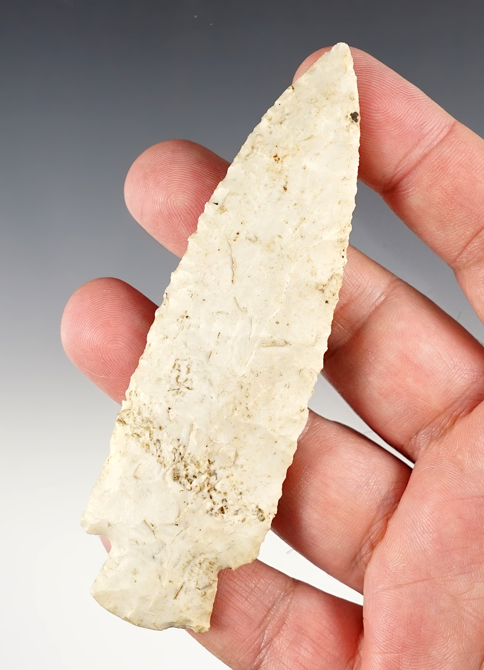 4 5/16" Hardin made from Burlington Chert. Found in McLean Co., Illinois by Kevin Gravit. 