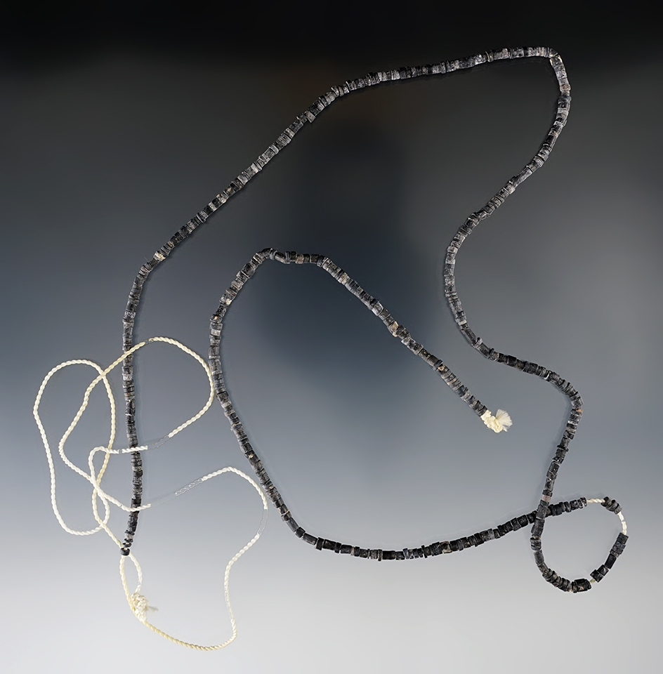 25" long strand of very small drilled stone beads recovered at the Eddy site in New Mexico.