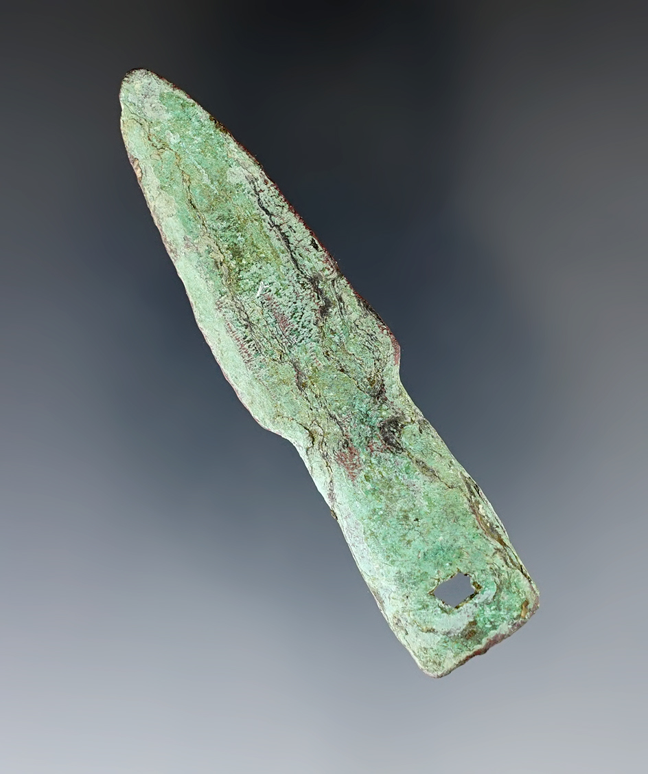 Excellent example! Rare 3" socketed old copper culture point found in Wisconsin.